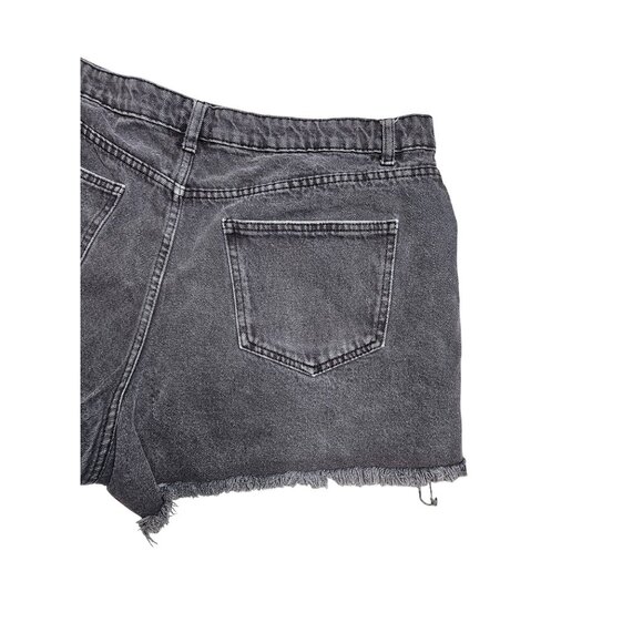 Cotton On Distressed Black Wash Denim Shorts Women Size 14 Frayed Hem High Rise - Picture 5 of 8